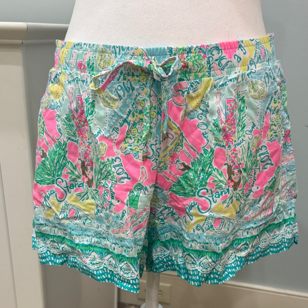 Lilly Pulitzer Colorful Printed Shorts with Lace Trim